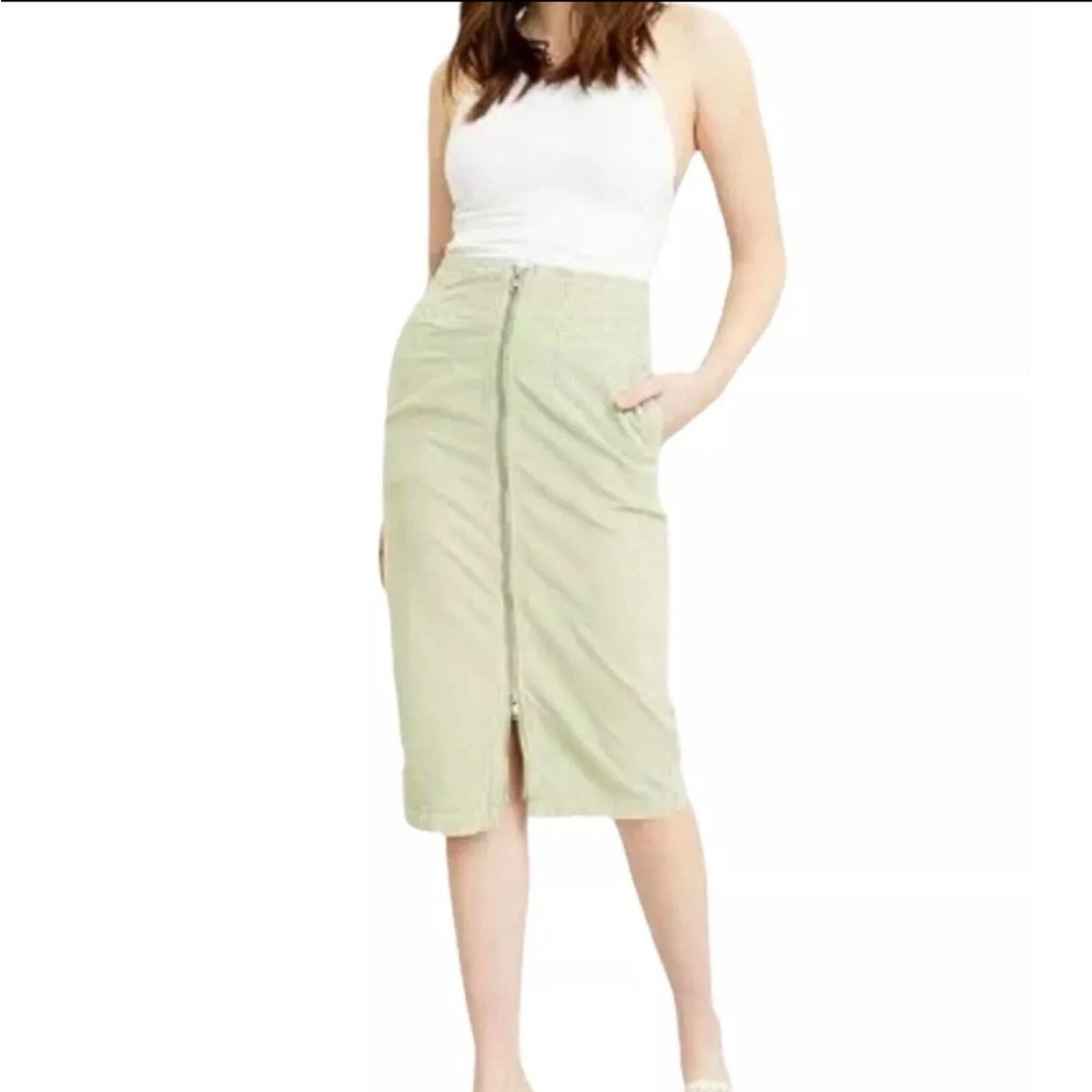 We The Free Light Green Corduroy Pencil Skirt